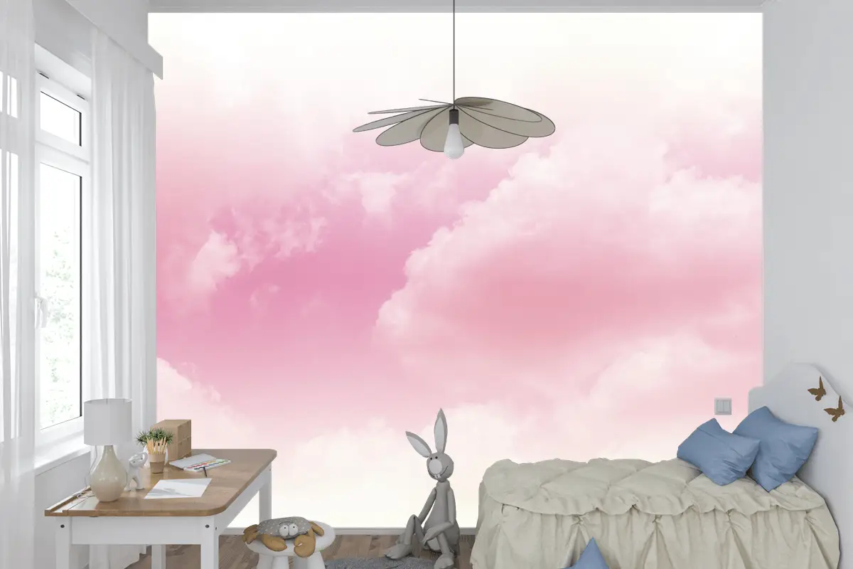 Çocuk Odası Duvar Kağıdı Pembe Bulutlar