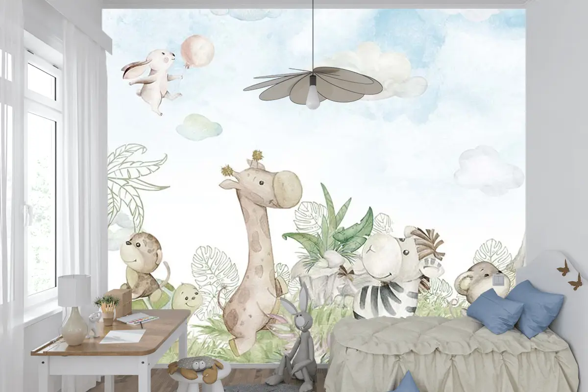 Çocuk Odası Duvar Kağıdı Sevimli Hayvanlar