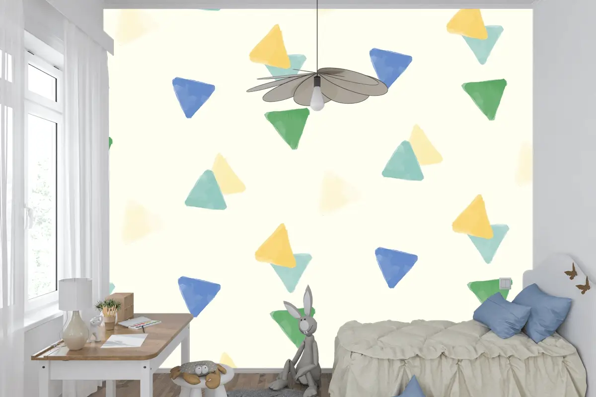 Renkli Geometrik Dikişsiz Desen Tasarımı Çocuk Odası Duvar Kağıdı