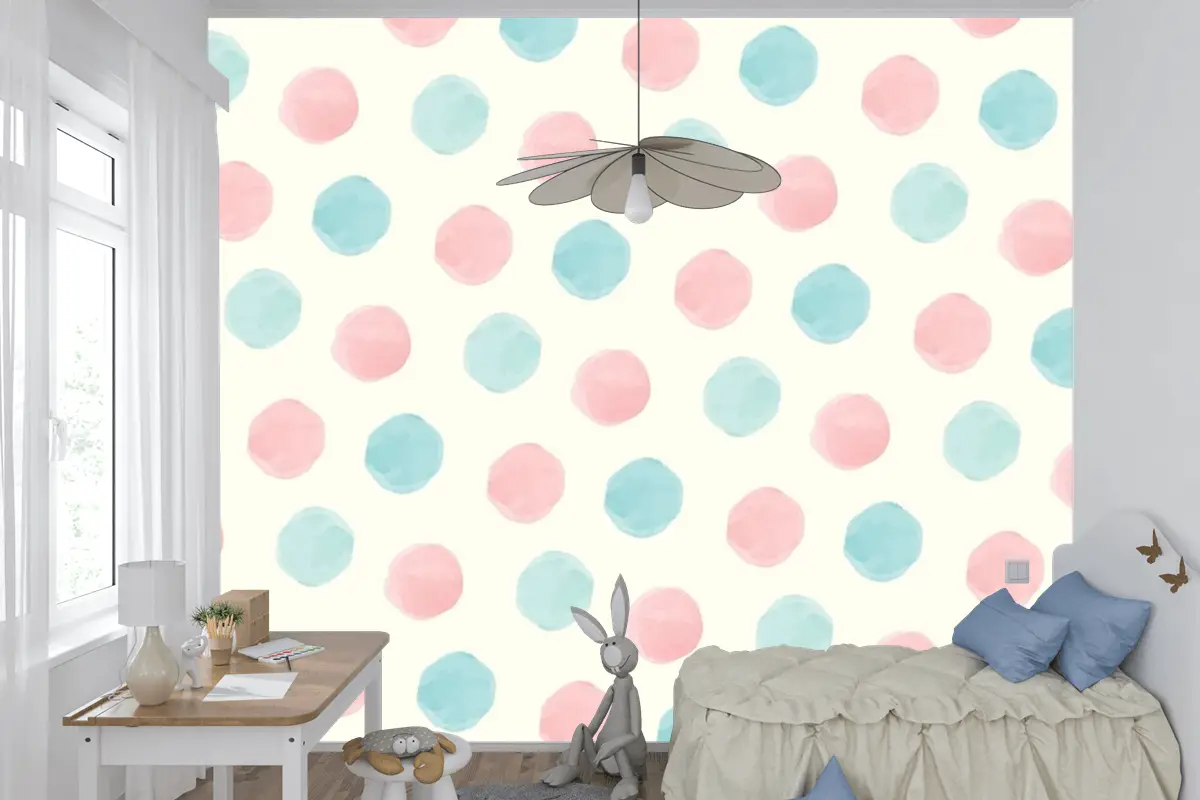 Renkli Geometrik Dikişsiz Desen Çocuk Odası Duvar Kağıdı