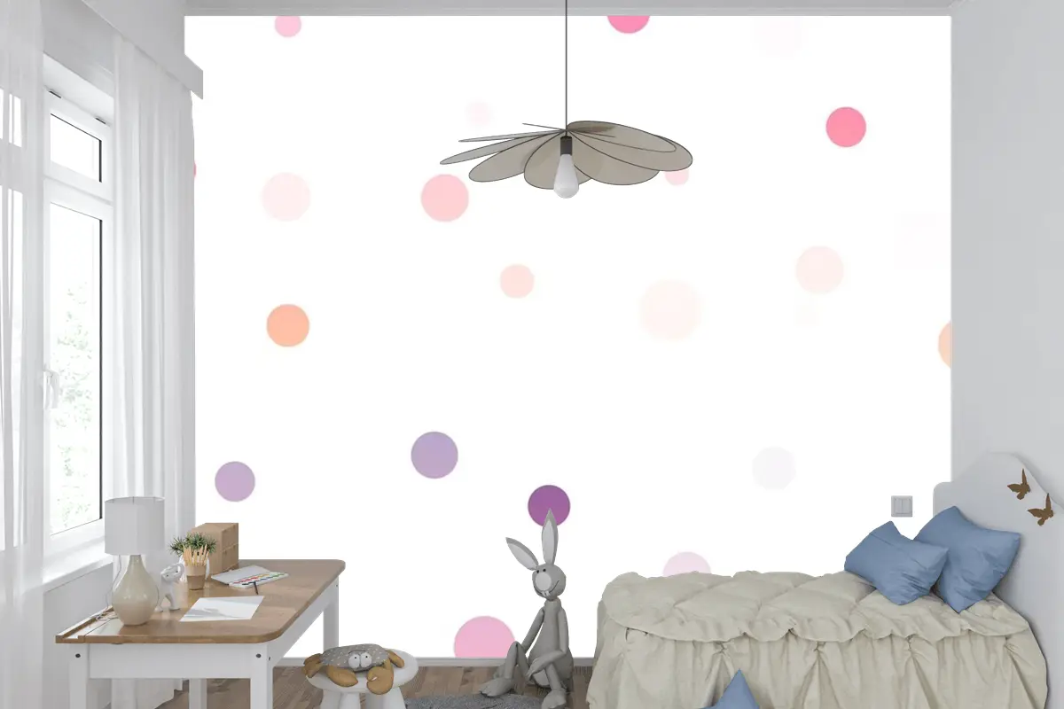 Beyaz Arka Planda Renkli Noktalar Dikişsiz Desen Çocuk Odası Duvar Kağıdı