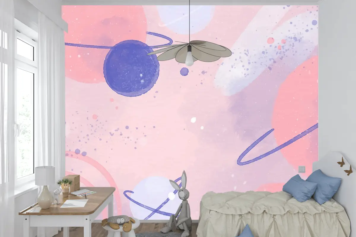 Renkli Suluboya Galaxy Çocuk Odası Duvar Kağıdı 