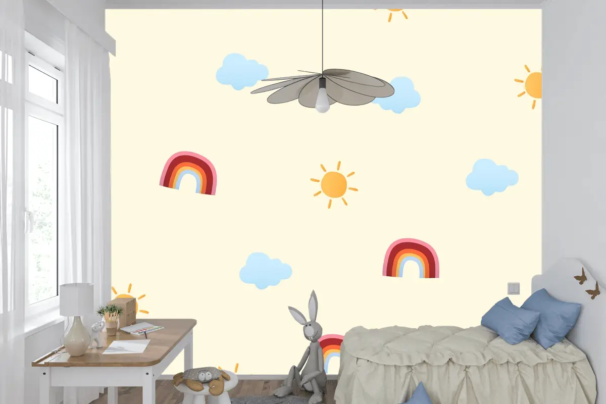 Sevimli Hava Desen Arka Plan Çocuk Odası Duvar Kağıdı