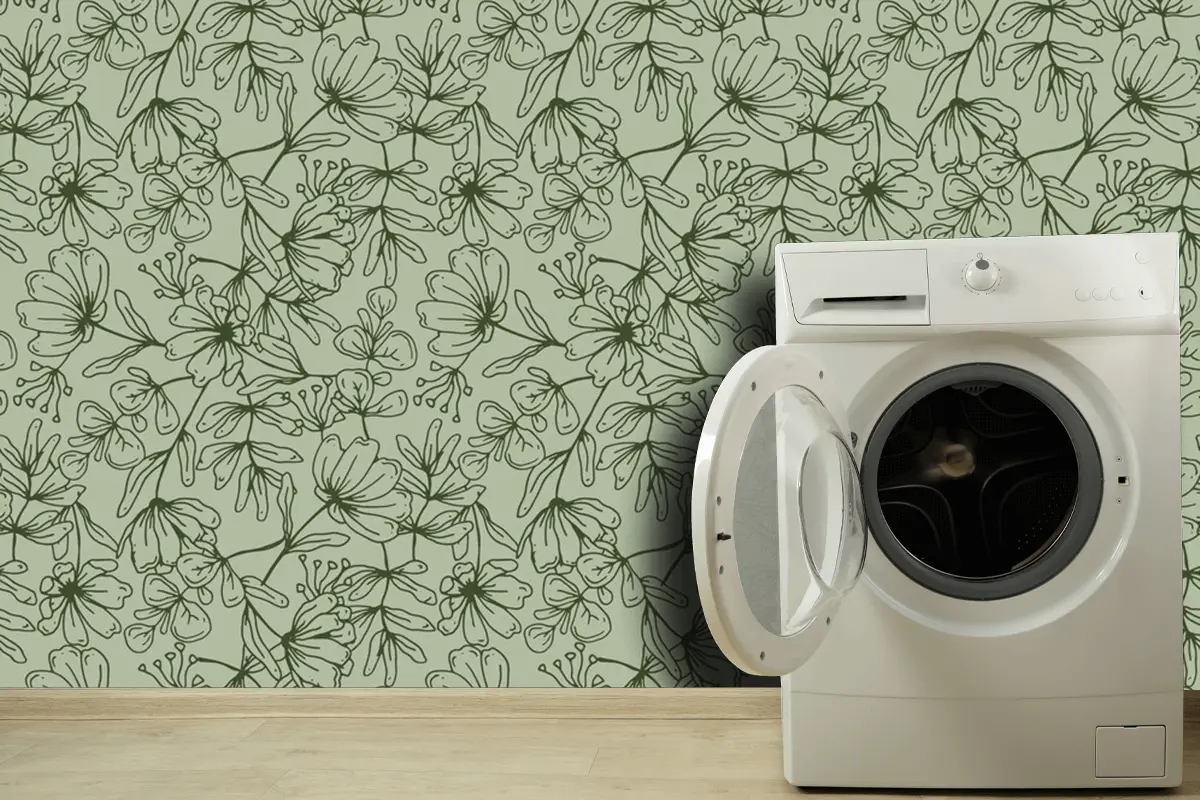 Elle Çizilmiş Botanik Desen Duvar Kağıdı Duvar Gravür