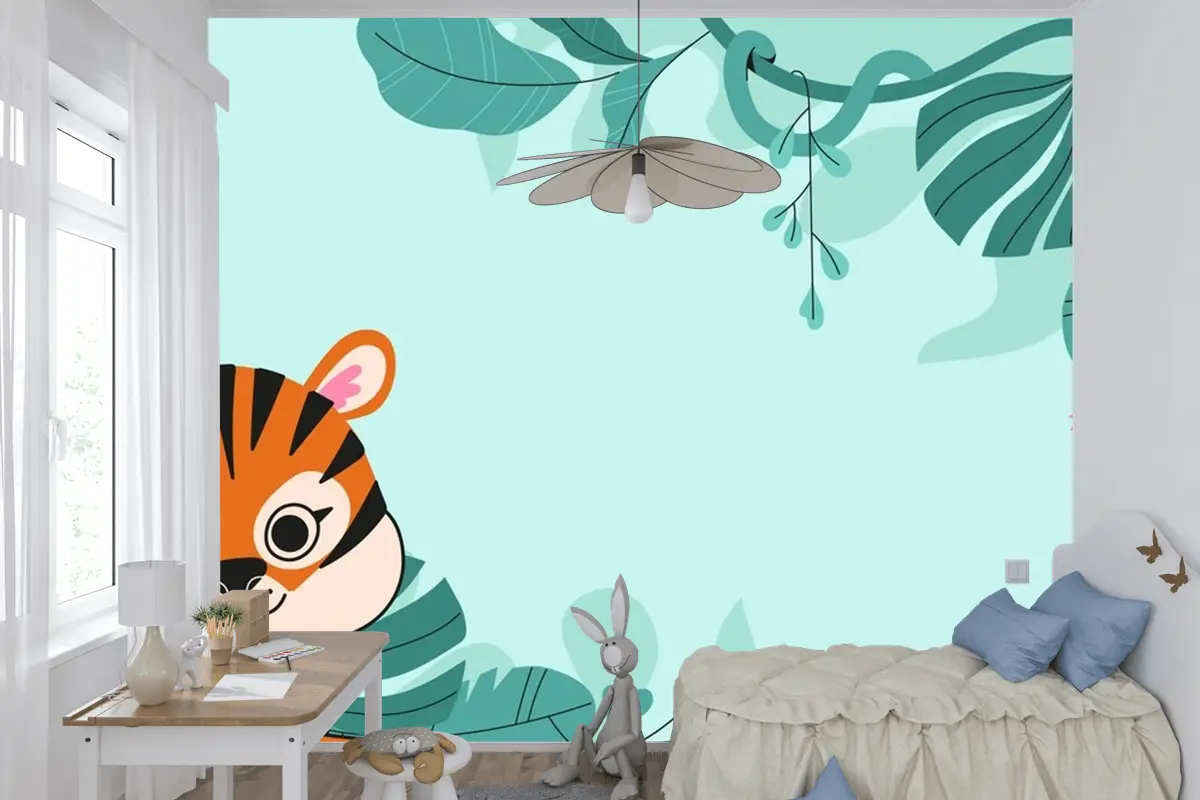 Uluslararası Kaplan Günü Farkındalığı Çocuk Odası Duvar Kağıdı  Için Düz Arka Plan