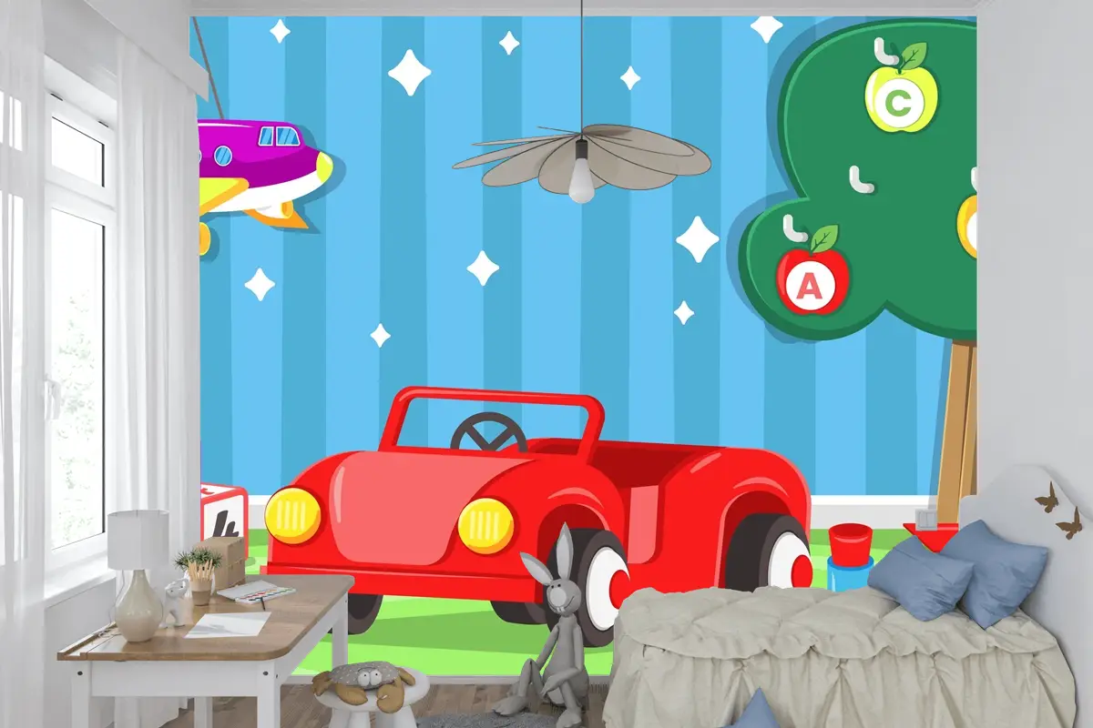 Düz Tasarım Noel Oyuncakları Çocuk Odası Duvar Kağıdı