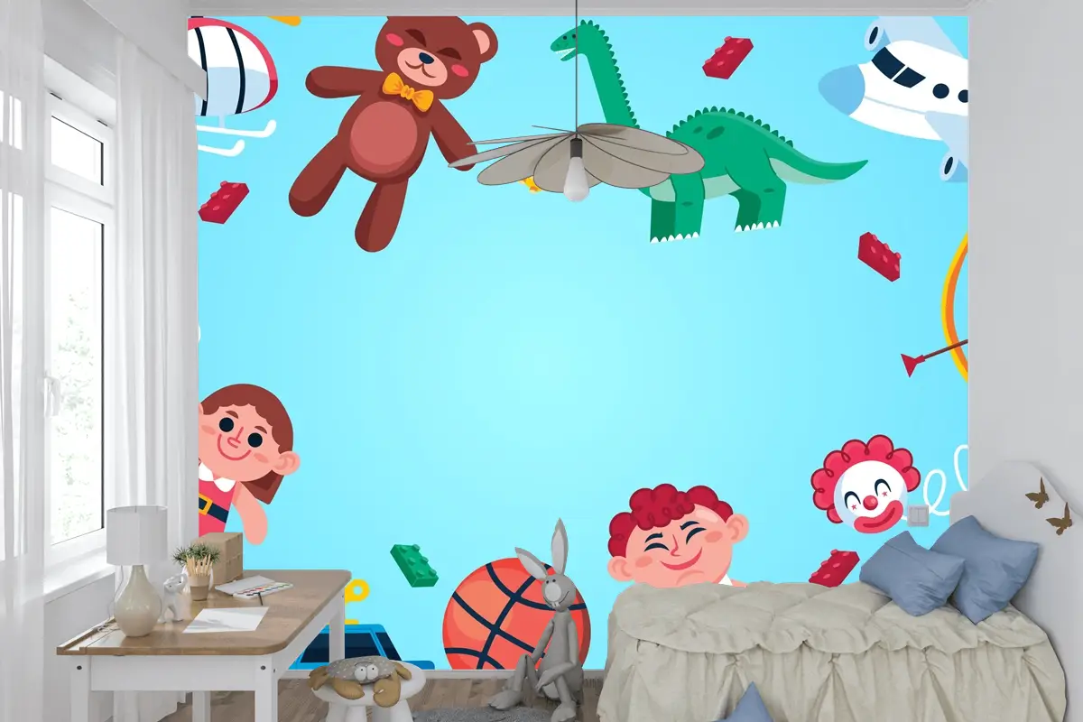 Düz Tasarım Noel Oyuncakları Çocuk Odası Duvar Kağıdı