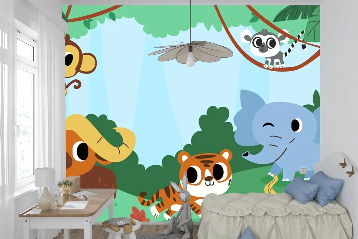 Dünya Hayvanları Koruma Günü Kutlaması İçin Düz Çocuk Odası Duvar Kağıdı 