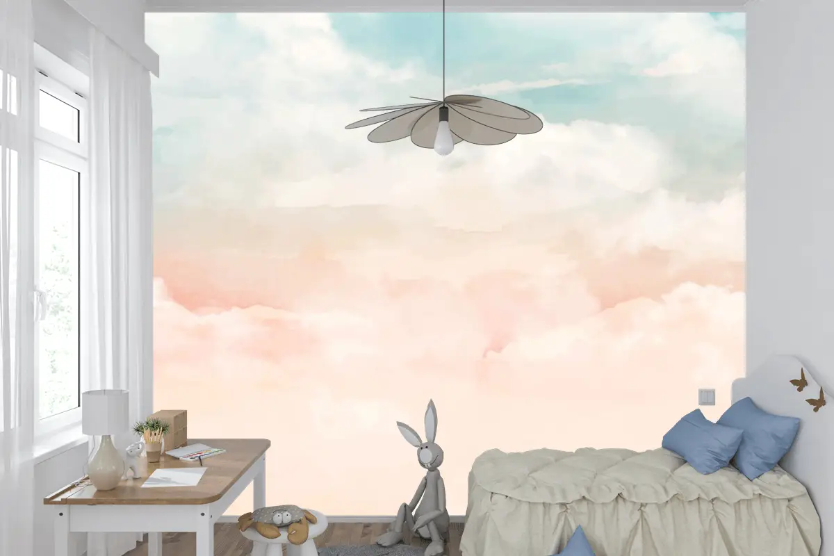 Gökyüzünde Renkli Bulutlar Çocuk Odası Duvar Kağıdı