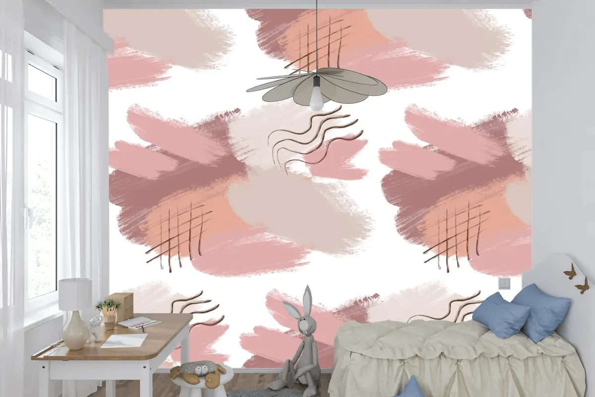 Degrade Kahverengi Soyut Suluboya Dikişsiz Desen Çocuk Odası Duvar Kağıdı