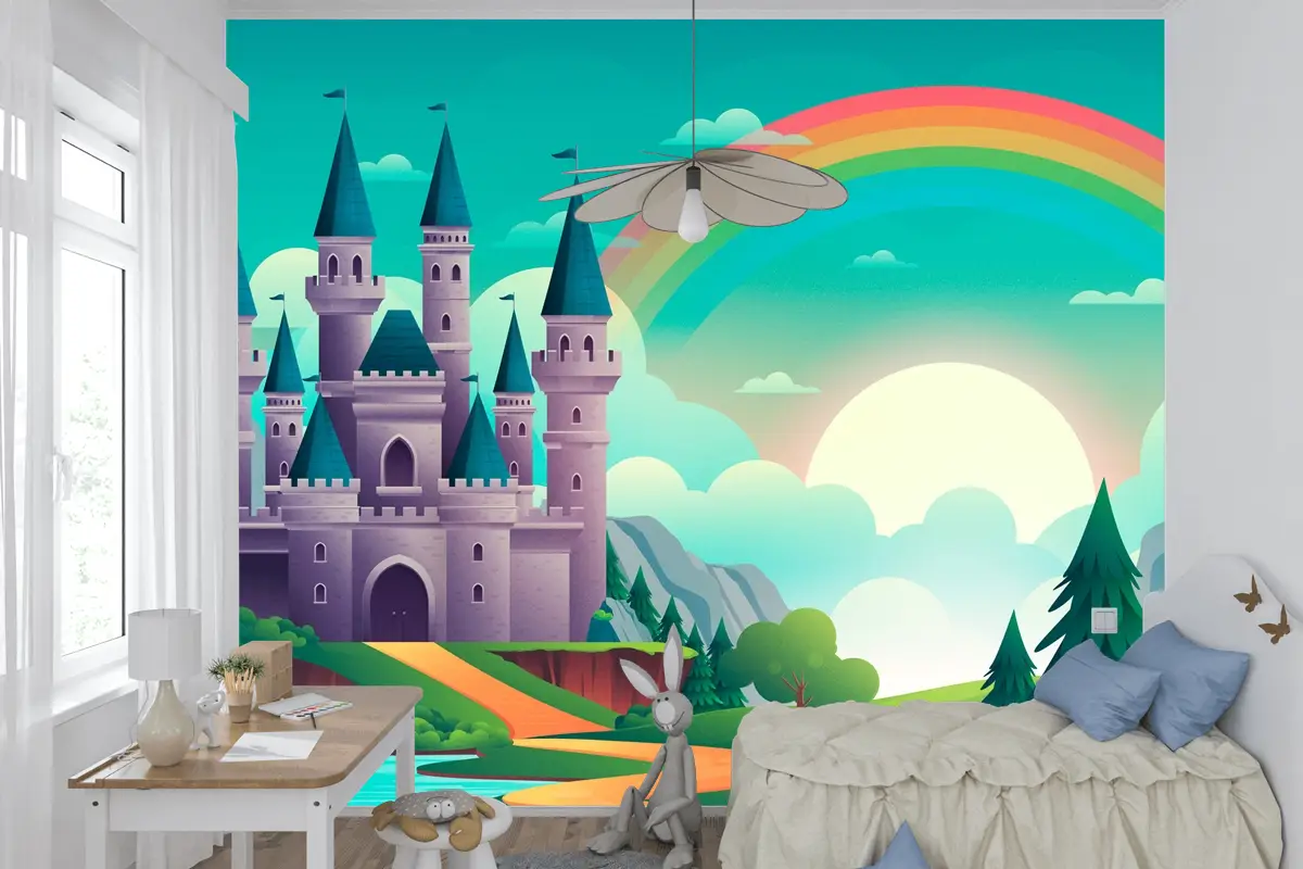 Degrade Peri Masalı Arka Plan Kids Boy Çocuk Odası Duvar Kağıdı 