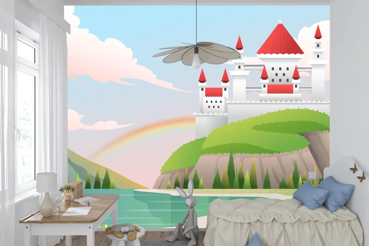 Degrade Peri Masalı Arka Plan Çocuk Odası Duvar Kağıdı 