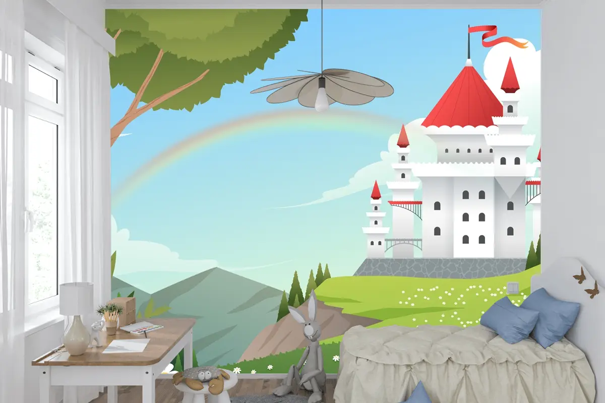 Degrade Peri Masalı Arka Plan Çocuk Odası Duvar Kağıdı 