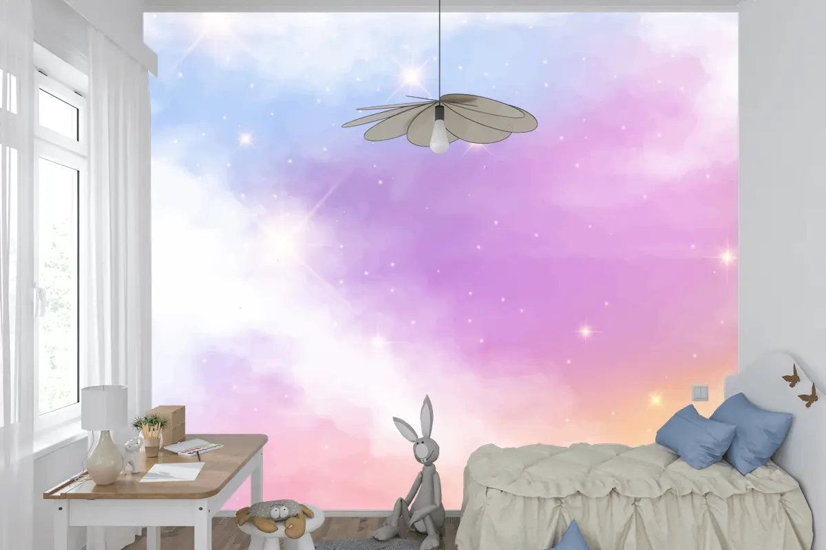 Degrade Pastel Gökyüzü Arka Plan Çocuk Odası Duvar Kağıdı