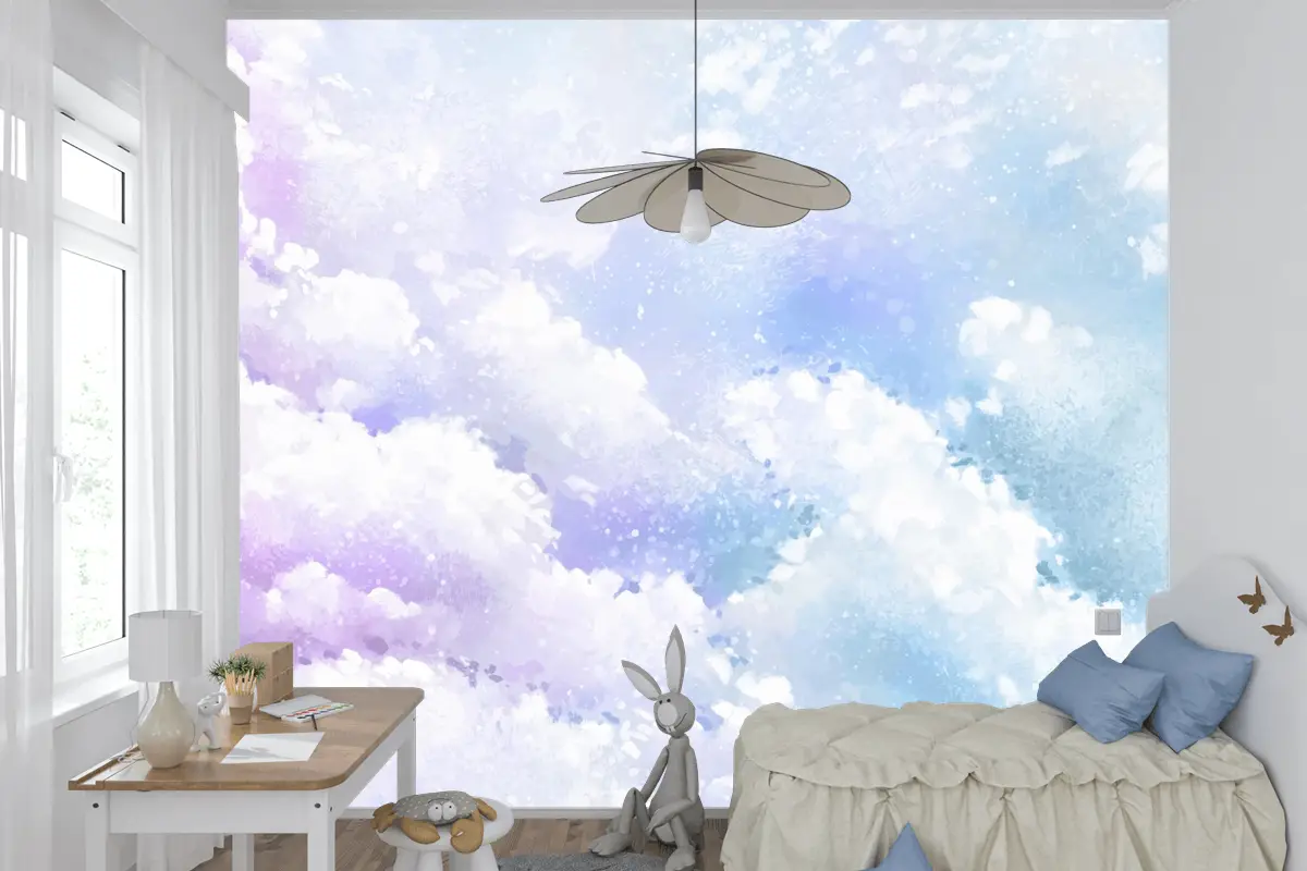 Degrade Pastel Gökyüzü Arka Plan Çocuk Odası Duvar Kağıdı 