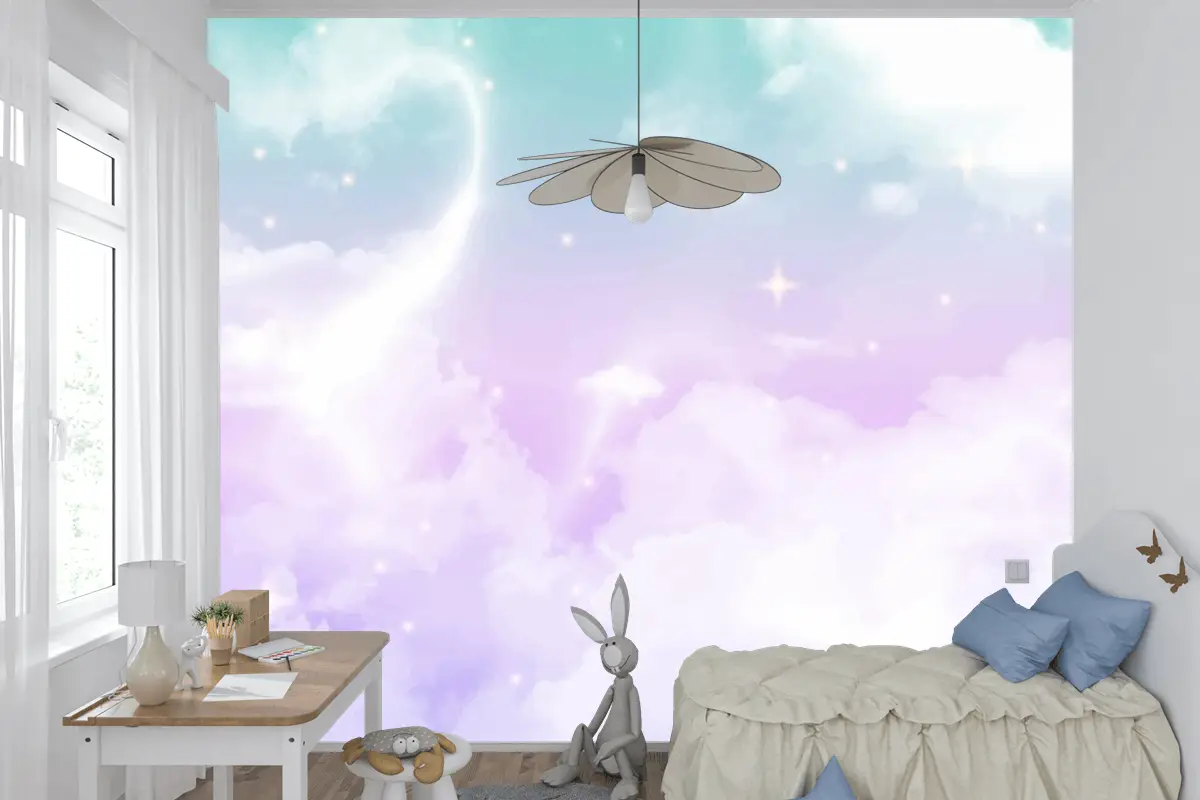 Degrade Pastel Gökyüzü Çocuk Odası Duvar Kağıdı