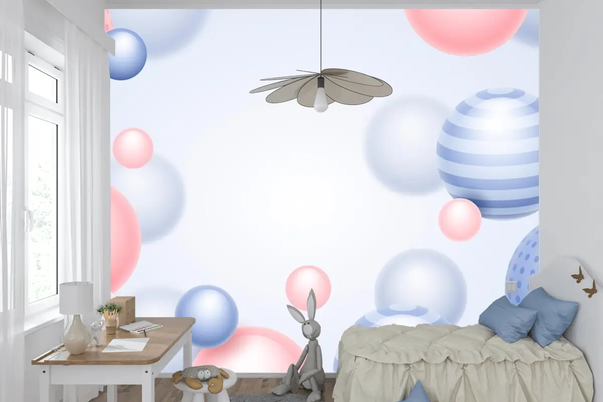 Degrade Küreler Arka Plan Çocuk Odası Duvar Kağıdı 