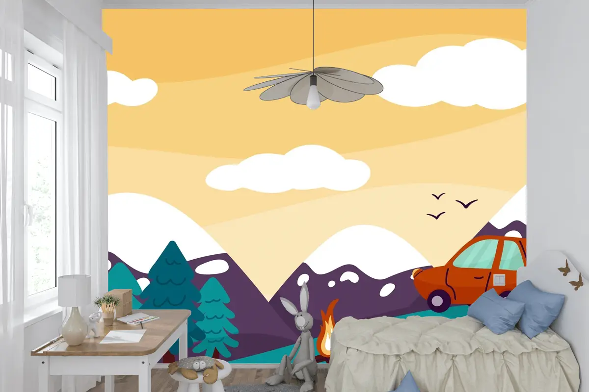 Elle Çizilmiş Macera Arka Plan Çocuk Odası Duvar Kağıdı 