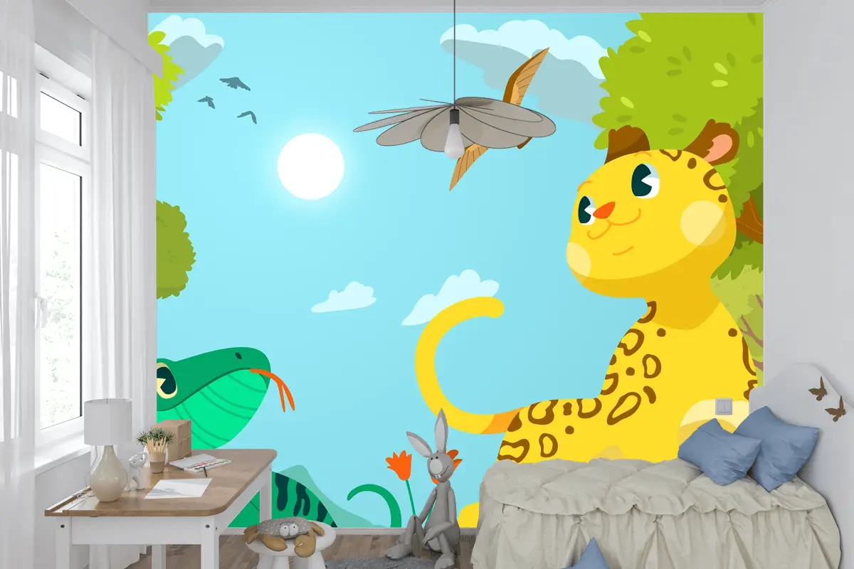 Elle Çizilmiş Biyoçeşitlilik Çocuk Odası Duvar Kağıdı 