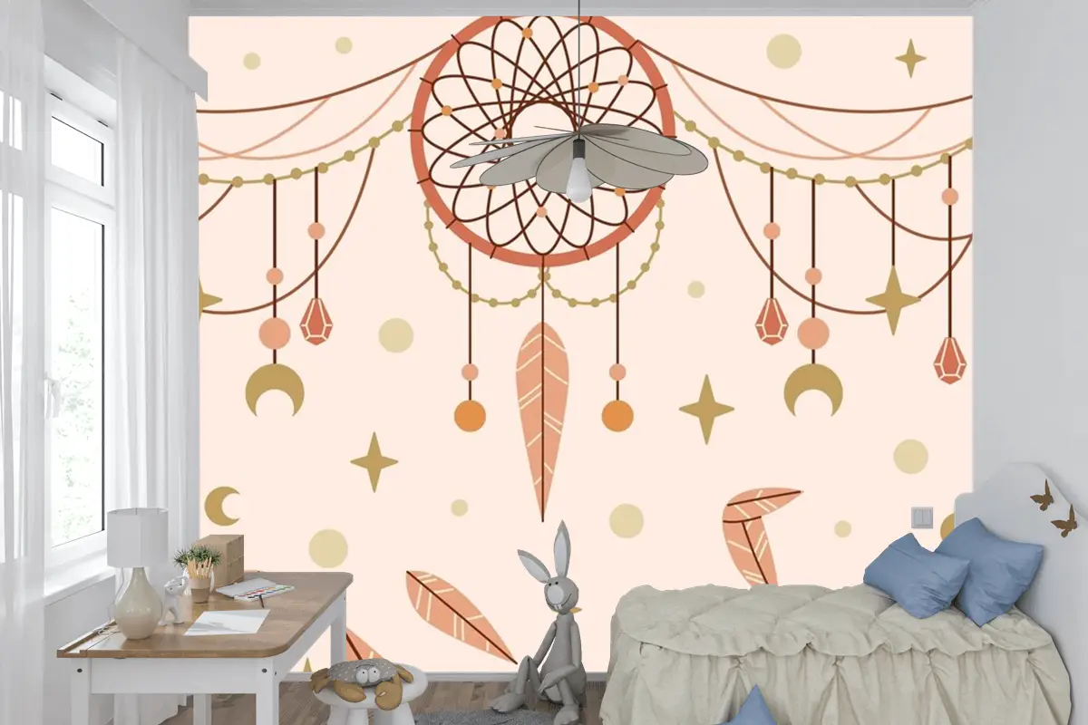 Elle Çizilmiş Boho Arka Plan Çocuk Odası Duvar Kağıdı 