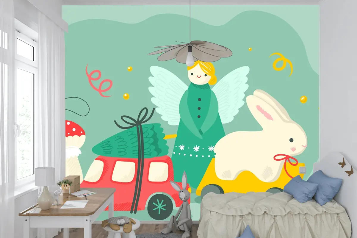 Elle Çizilmiş Noel Oyuncakları Arka Plan Çocuk Odası Duvar Kağıdı 