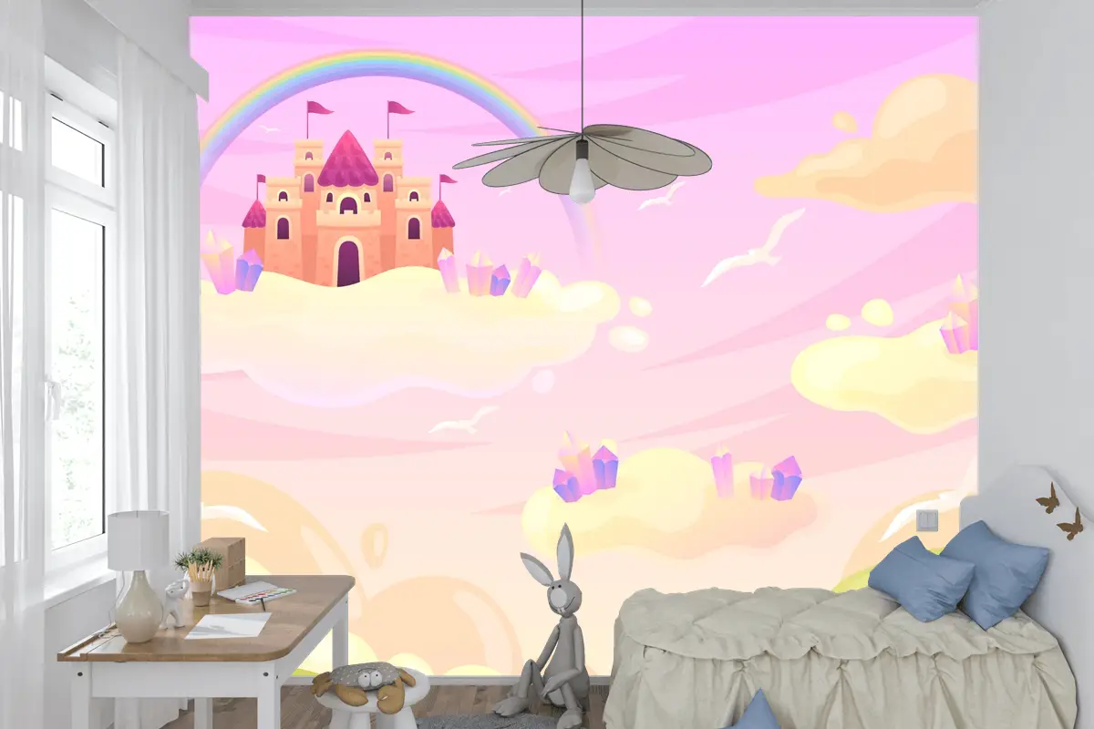 Elle Çizilmiş Peri Masalı Arka Plan Çocuk Odası Duvar Kağıdı