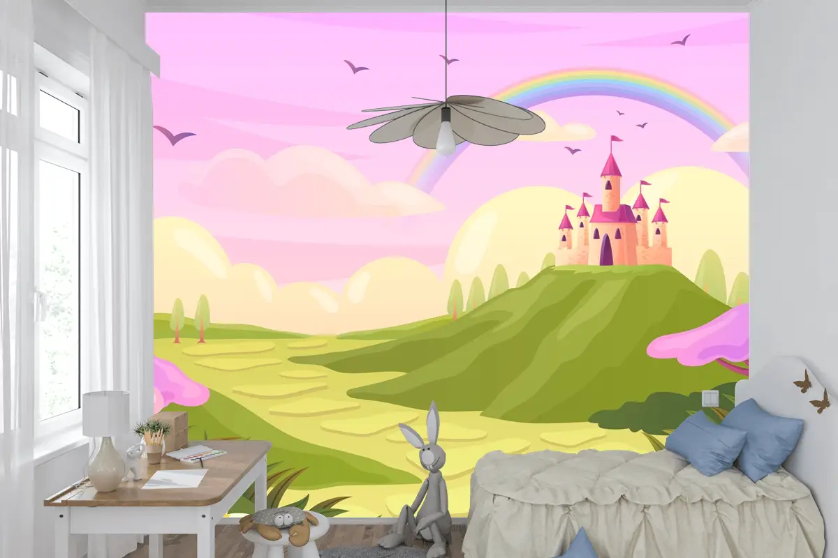 Elle Çizilmiş Peri Masalı Arka Plan Çocuk Odası Duvar Kağıdı 