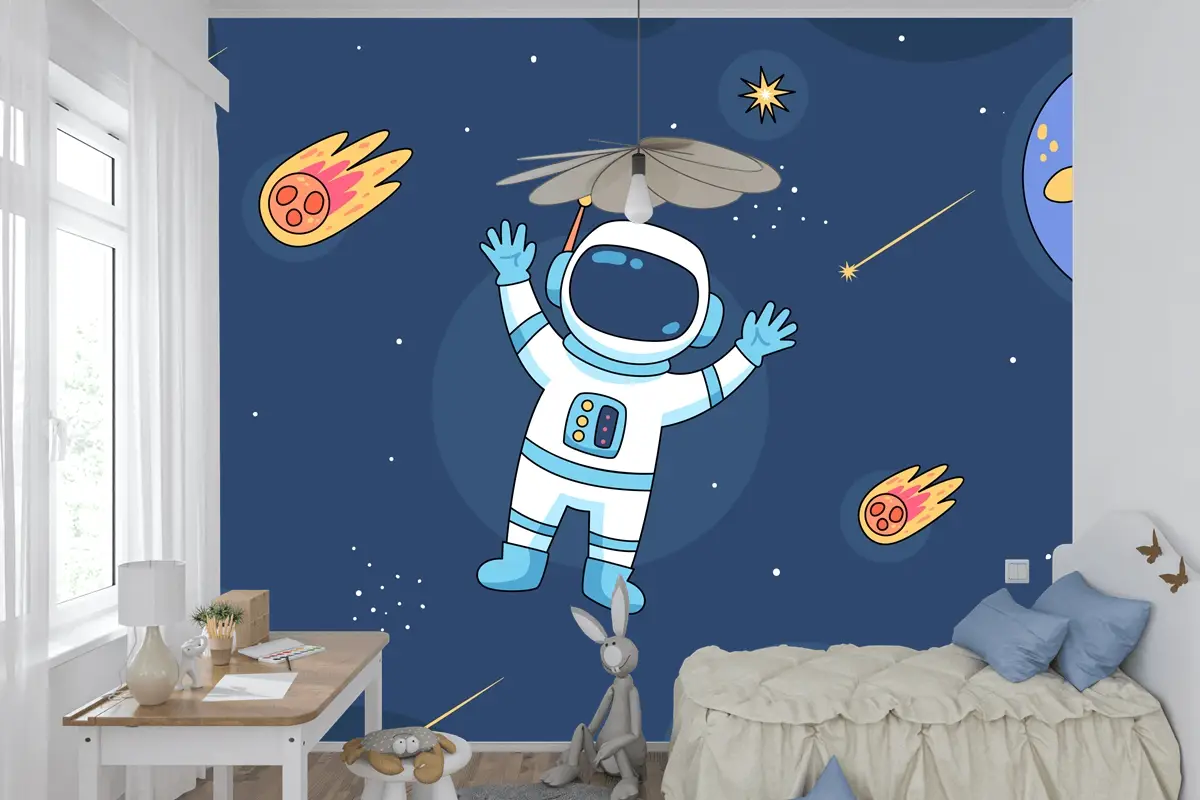 Elle Çizilmiş Galaxy Yıldız Çocuk Odası Duvar Kağıdı