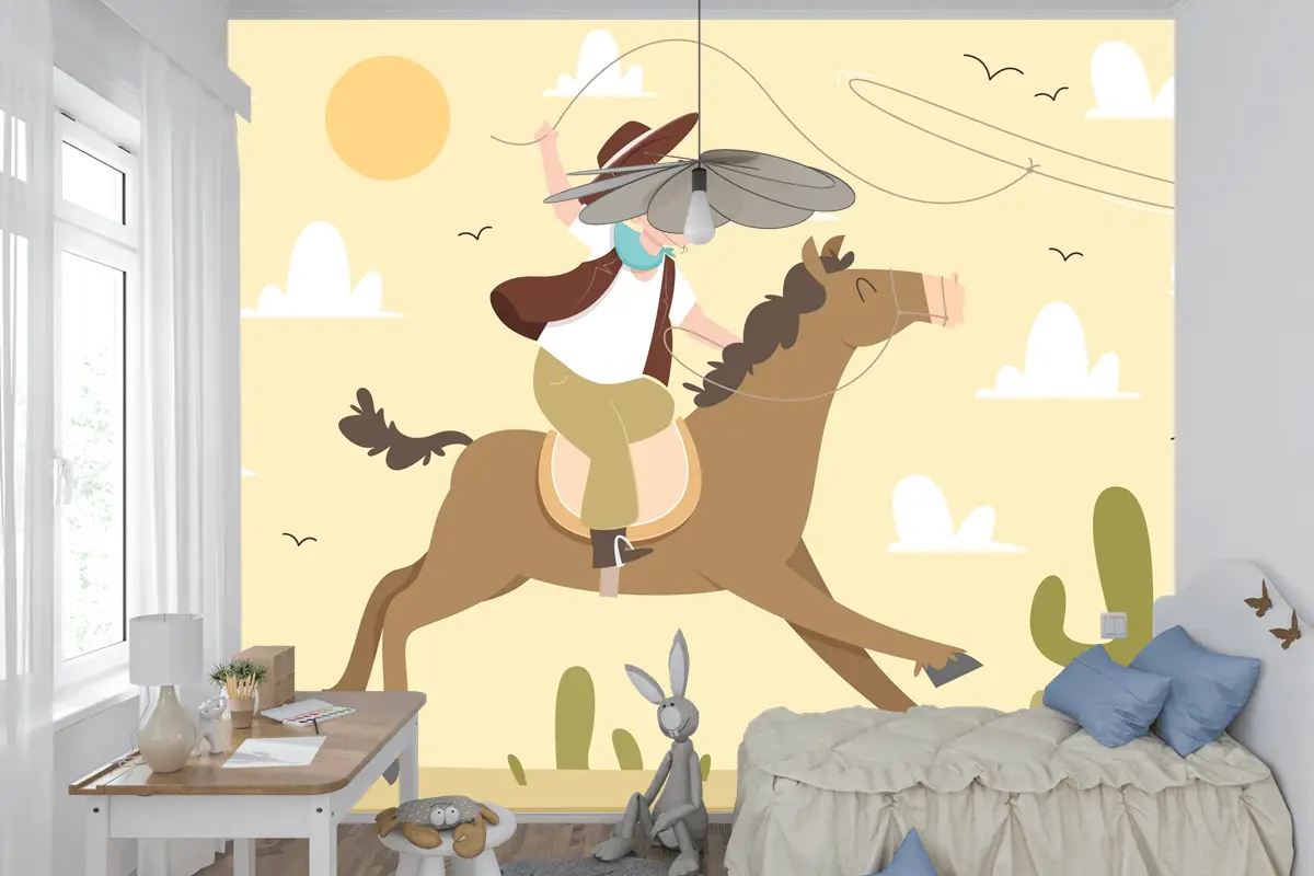 Elle Çizilmiş Gaucho Arka Plan Çocuk Odası Duvar Kağıdı 