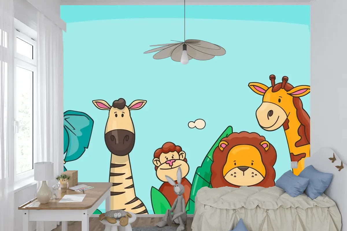 Hayvanlarla Elle Çizilmiş Dünya Hayvanları Günü Arka Planı Çocuk Odası Duvar Kağıdı