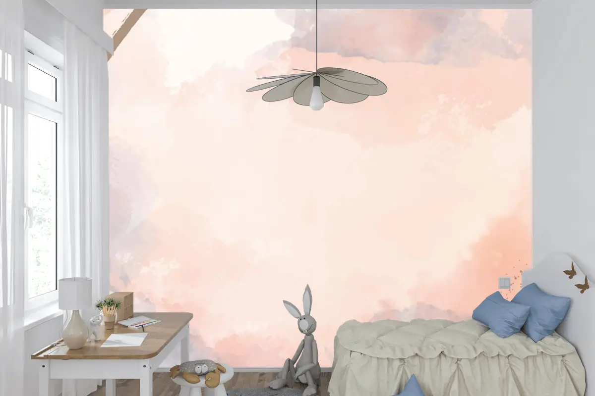 Suluboya Çocuk Odası Duvar Kağıdı Duvarında El Boyalı Soyut Arka Plan