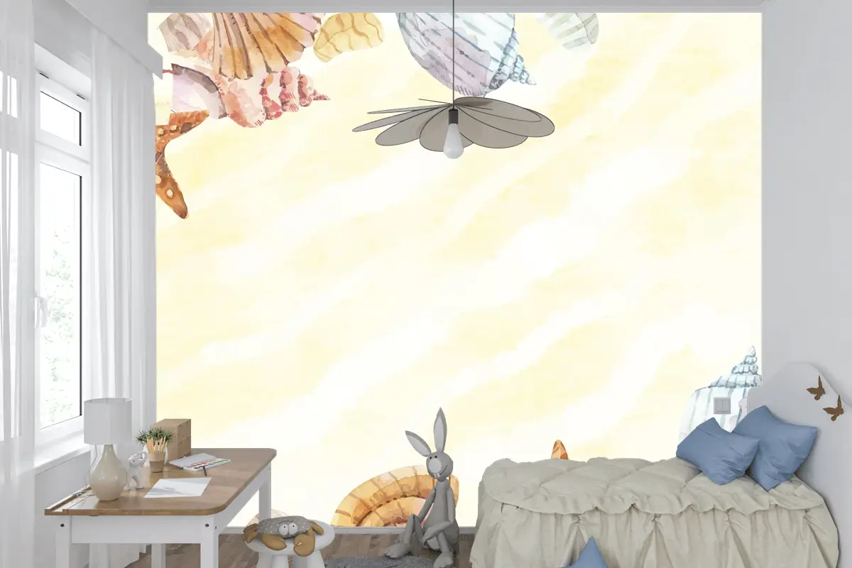 El Boyalı Suluboya Yaz Çocuk Odası Duvar Kağıdı 