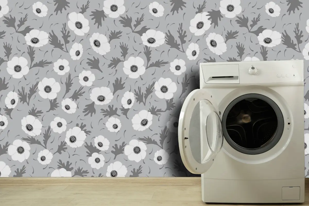 Yatay Ve Dikey Olarak Tekrarlanabilir Sorunsuz Tek Renkli Çiçek Desenli Duvar Kağıdı