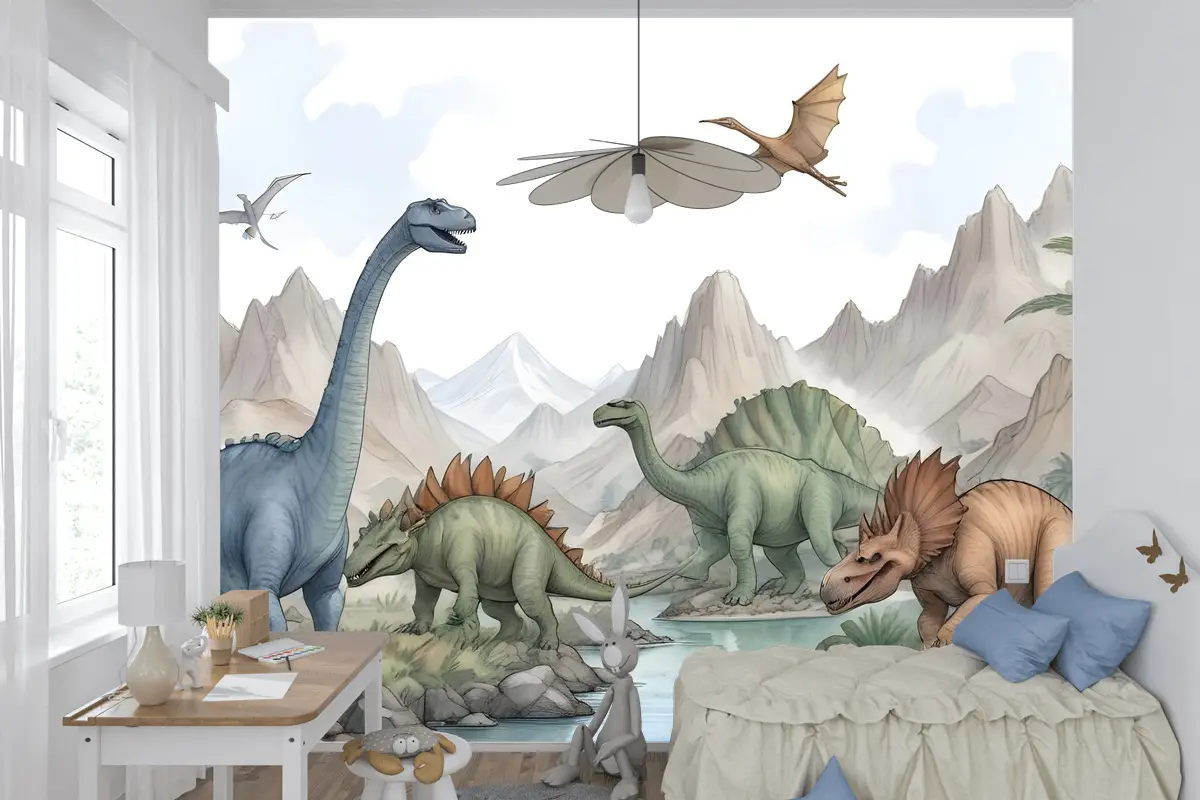 Kids Softs Dinozor Jurassic Dünya Çocuk Odası Duvar Kağıdı