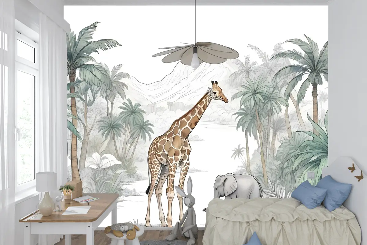 Dağ Çocuk Odası Duvar Kağıdı  Ile Çocuklar Tropikal Hayvanlar