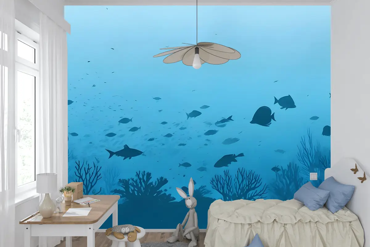 Çocuklar Sualtı Ve Balıklar Çocuk Odası Duvar Kağıdı