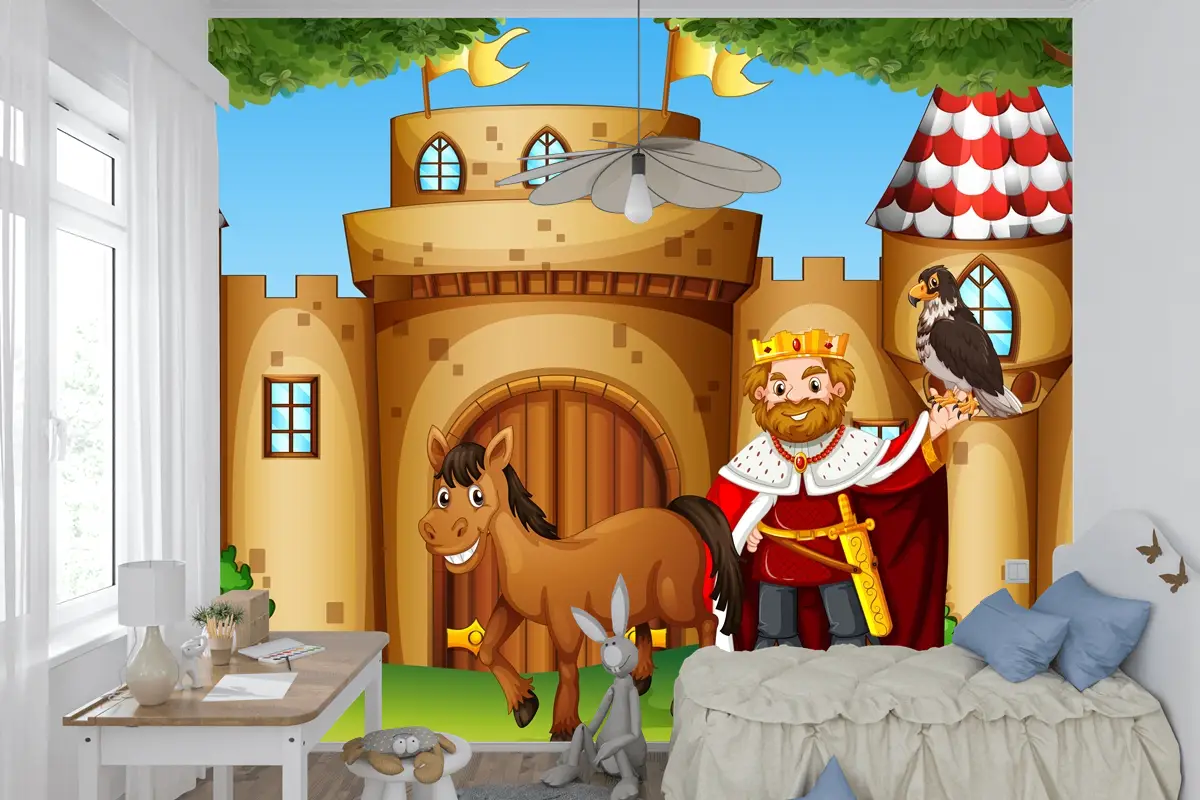 Kalede Kral Ve At Çocuk Odası Duvar Kağıdı