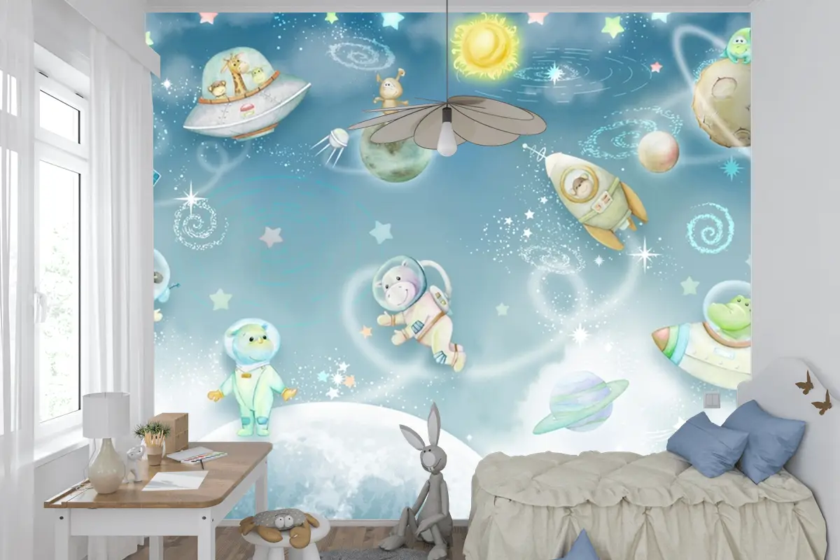 Kozmik Uzay Çocuk Odası Duvar Kağıdı