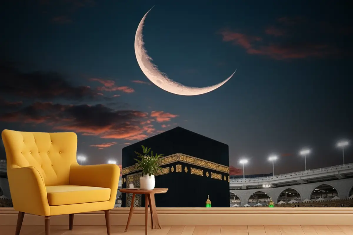 Mekke Kabe Gece Hilal Duvar Kağıdı