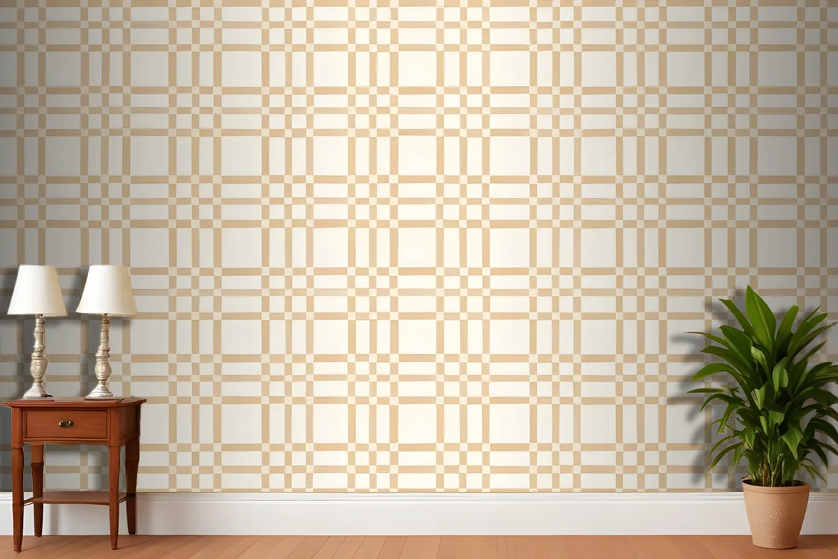 Hardal Sarısı Retro Damalı Antre  Hol  Koridor Duvar Kağıdı