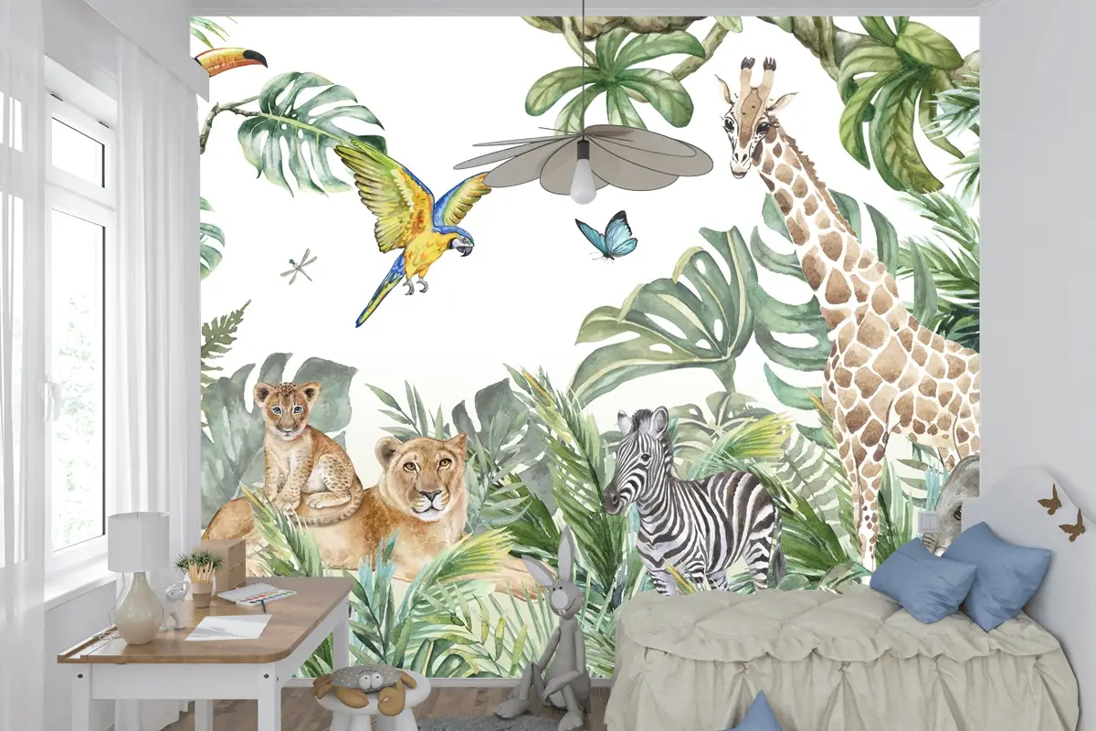 Orman Hayvanları Jungle Çocuk Odası Duvar Kağıdı