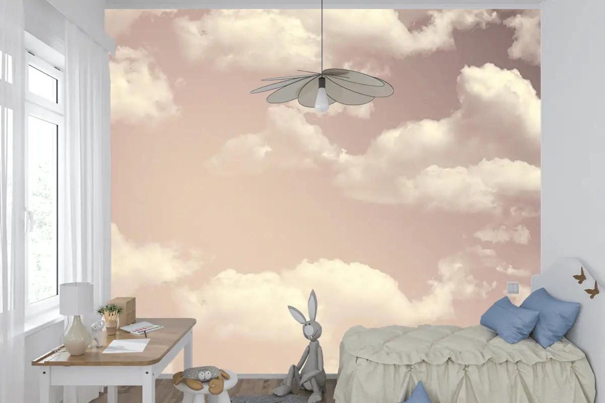 Renkli Bulutlar Çocuk Odası Duvar Kağıdı