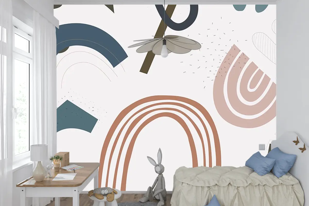 Renkli Gökkuşakları Çocuk Odası Uvar Kağıdı