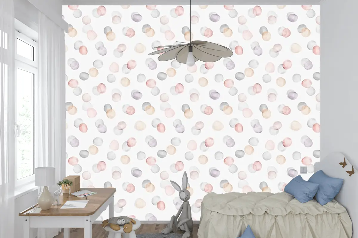 Renkli Puantiyeler Çocuk Odası Duvar Kağıdı