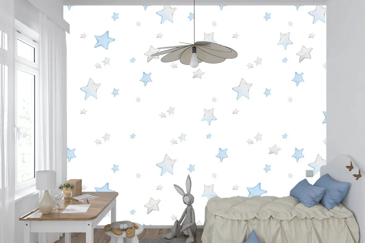 Renkli Yıldızlar Çocuk Odası Duvar Kağıdı