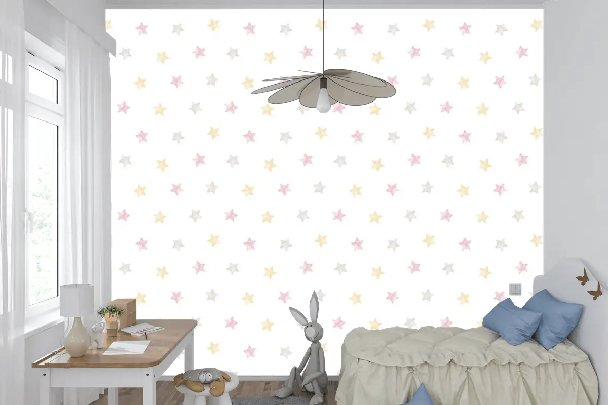 Renkli Yıldızlar Çocuk Odası Duvar Kağıdı