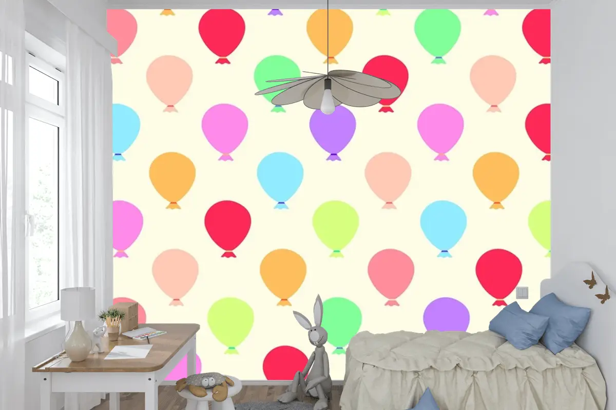 Kesintisiz Renkli Balonlar Desen Çocuk Odası Duvar Kağıdı