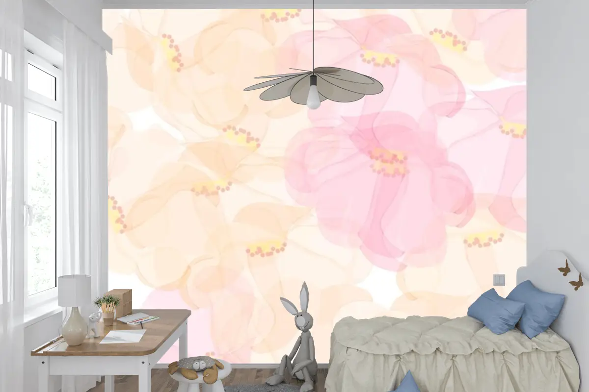 Dikişsiz Desen Çiçek Arka Plan Tasarımı Çocuk Odası Duvar Kağıdı