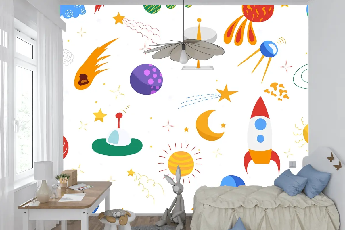 Kesintisiz Alan Arka Plan Düz Tasarım Yalıtılmış Çocuk Odası Duvar Kağıdı