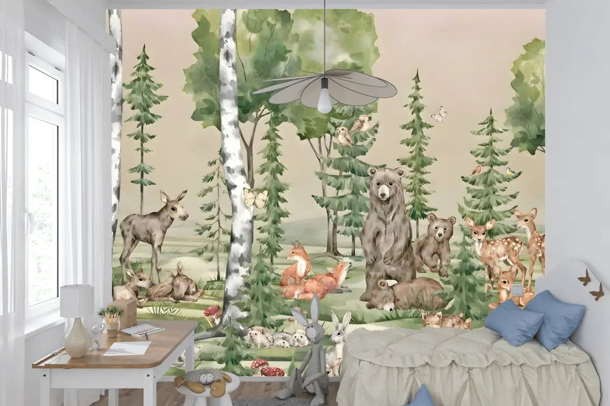 Sevimli Dostlar Çocuk Odası Duvar Kağıdı